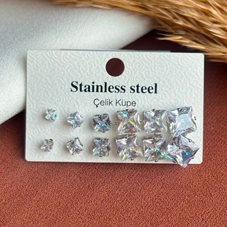 Çelik Silver Küpe Seti
