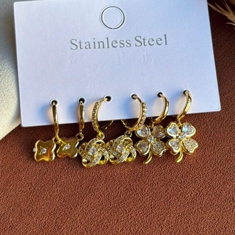 Çelik Gold Set Küpe