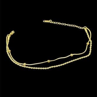 Çelik gold burgu ve top zincirli halhal 