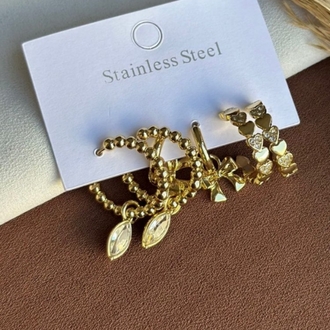 Çelik Gold Set Küpe 