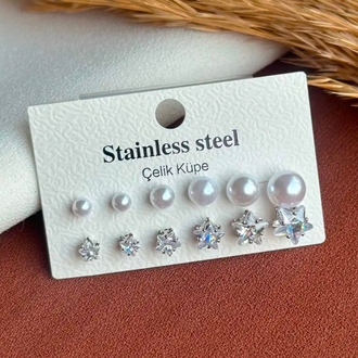 Çelik Silver Küpe Seti