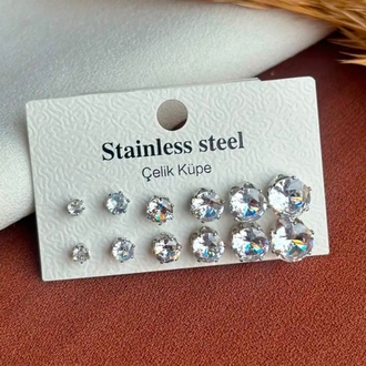 Çelik Silver Küpe Seti