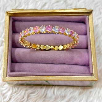 Pembe Taşlı Gold Bileklik