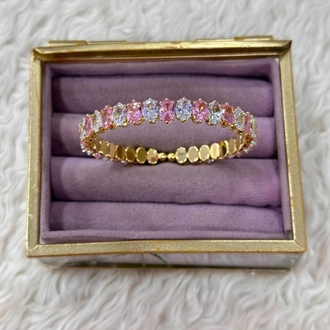 Pembe Taşlı Gold Bileklik
