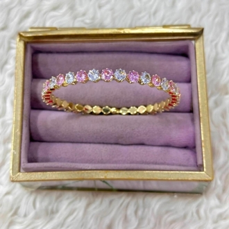 Pembe Taşlı Gold Bileklik