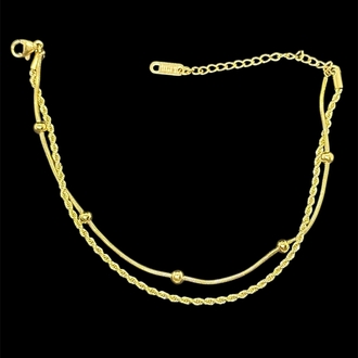 Çelik gold burgu ve top zincirli halhal 