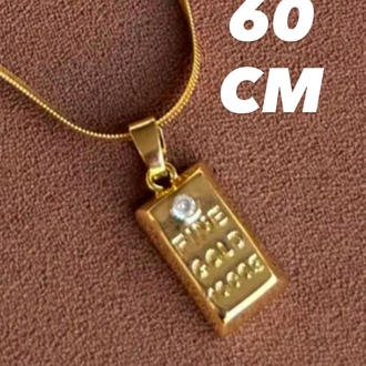 Taşlı Külçe Altın Kolye 60 cm