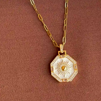 Güneş Çelik Gold Kolye 