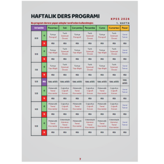 KPSS 2026 BAŞARI ADIMLARI (8 Aylık Ders Programı/Çalışma Defteri) (PDF/DİJİTAL ÜRÜ