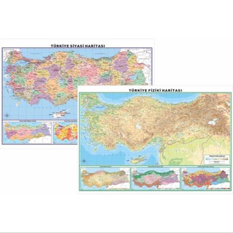 Türkiye Fiziki ve Siyasi Haritası (Çift Taraflı) 35×50 cm (1 Adet)