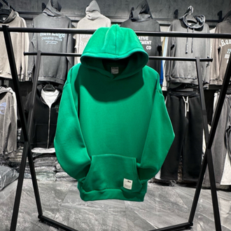 3 iplik Şardonlu Yeşil Oversize Hoodie