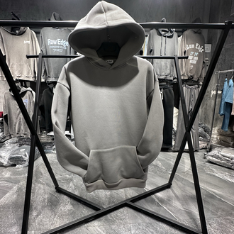 3 iplik Şardonlu Yeni Gri Oversize Hoodie