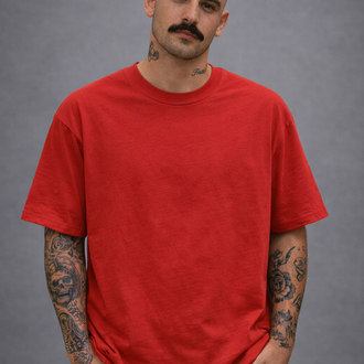 Suprem Pamuk Overfit Kırmızı T-Shirt