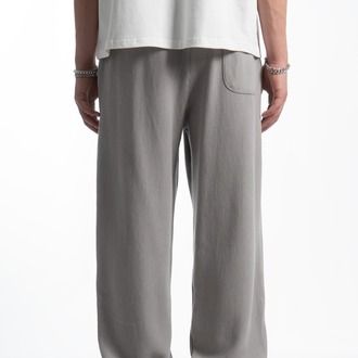 Waffle Kumaş Gri Baggy Pantalon