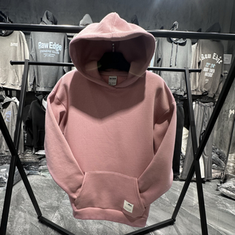 3 iplik Şardonlu Gül Kurusu Oversize Hoodie
