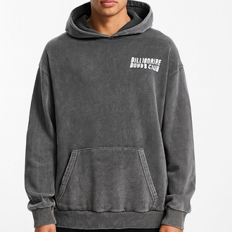 Asit Yıkama Oversize Baskılı Hoodie  