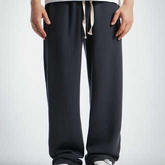 Waffle Kumaş Antrasit Baggy Pantalon