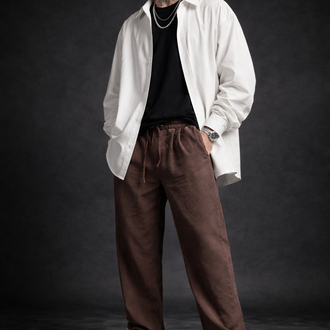 Two Bucks Keten Baggy Kalıp Kahverengi Pantalon
