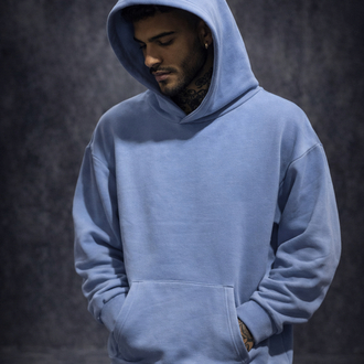 3 iplik Şardonlu Bebe Mavi Oversize Hoodie