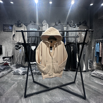 3 iplik Şardonlu Basic Ten Rengi Fermuarlı Sweatshirt