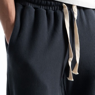 Waffle Kumaş Antrasit Baggy Pantalon