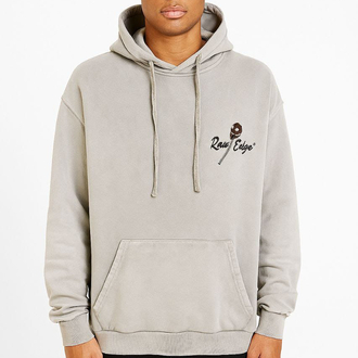 Oversize 3 İplik Asit Yıkamalı Hoodie – Raw Edge Skull Print