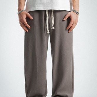 Waffle Kumaş Açık Kahve Baggy Pantalon