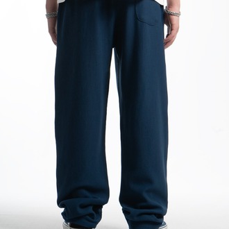 Waffle Kumaş Lacivert Baggy Pantalon