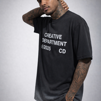 CREATIVE DEPARTMENT – Siyah Pistole Sprey Ön Baskı Oversize T-Shirt