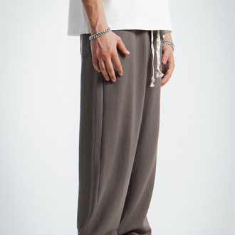 Waffle Kumaş Açık Kahve Baggy Pantalon