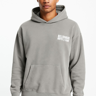Asit Yıkama Oversize Baskılı Hoodie  