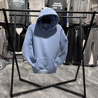3 iplik Şardonlu Bebe Mavi Oversize Hoodie