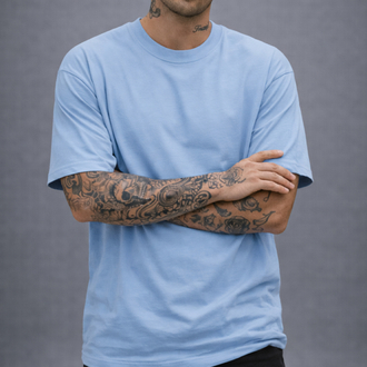 Suprem Pamuk Overfit Mavi T-Shirt