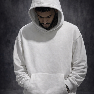 3 iplik Şardonlu Ekru Oversize Hoodie