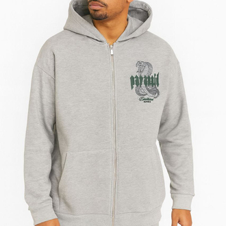 Paranoid Baskılı Fermuarlı Oversize Hoodie