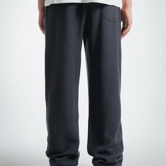 Waffle Kumaş Antrasit Baggy Pantalon