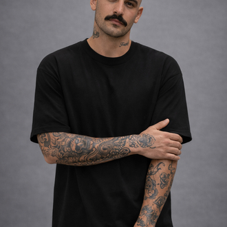 Suprem Pamuk Overfit Siyah T-Shirt