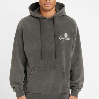 Oversize 3 İplik Asit Yıkamalı Hoodie – Raw Edge Skull Print