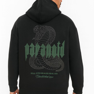Paranoid Baskılı Fermuarlı Oversize Hoodie