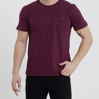 Standart Kalıp Basic Bisiklet Yaka Nakış Detaylı Erkek T-Shirt