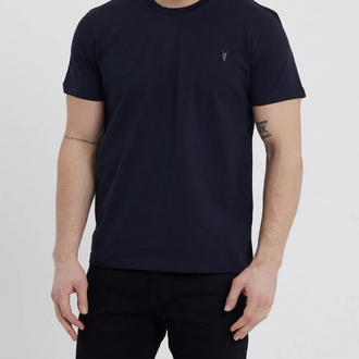 Standart Kalıp Basic Bisiklet Yaka Nakış Detaylı Erkek T-Shirt