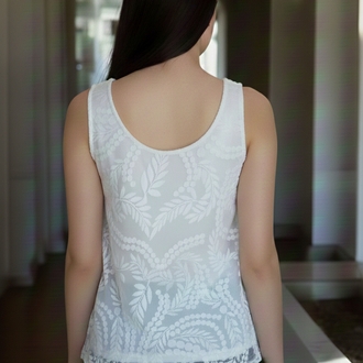 Beyaz Tüllü Kolsuz T-shirt