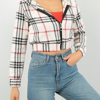 Kapüşonlu Crop Ceket/Sweatshirt
