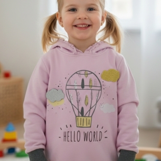 Kapüşonlu Baskılı Kız Çocuk Sweatshirt