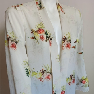 Çiçek Desenli Bohem Tarz Bluz/Kimono