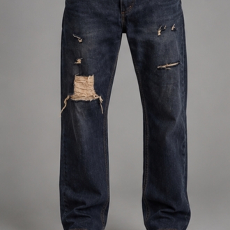 Rahat Kesim Yırtık Denim Jean 