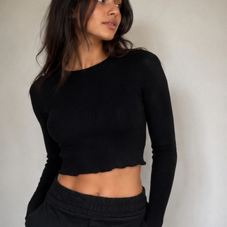 Fitilli Likralı Crop Kazak