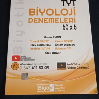 TYT Biyoloji Denemeleri 60x6 Soru Kitabı