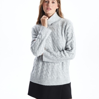 H&M Boğazlı Örgü Kalın Kazak