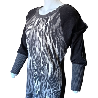Leopar Desenli Kol Detaylı Elbise